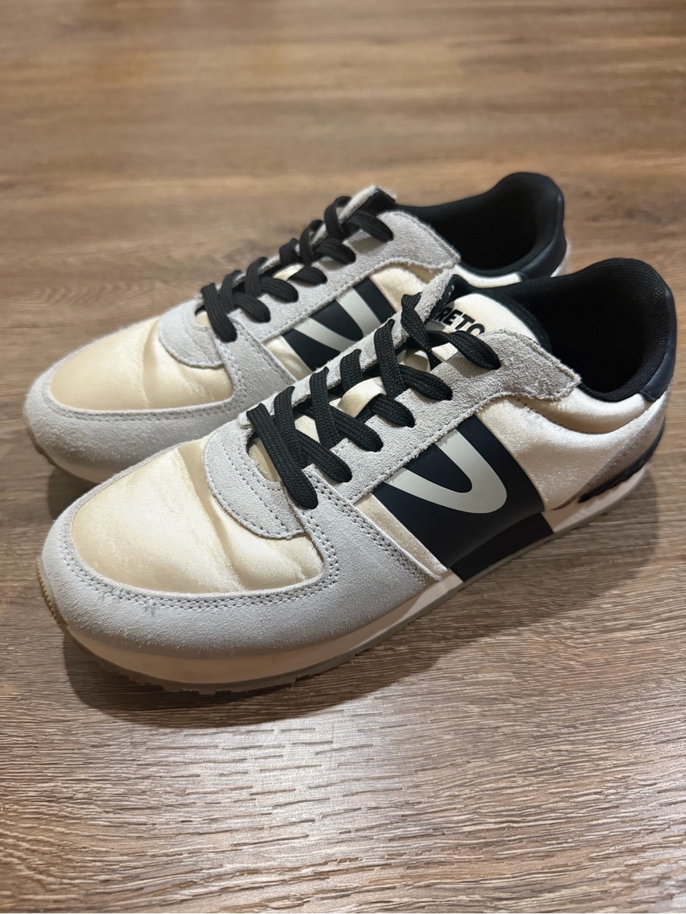Tretorn Loyola Sneakers Cream Taupe Black Leather Suede Women’s 7